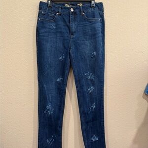 Seven7 Dark Blue Distressed Skinny Jeans